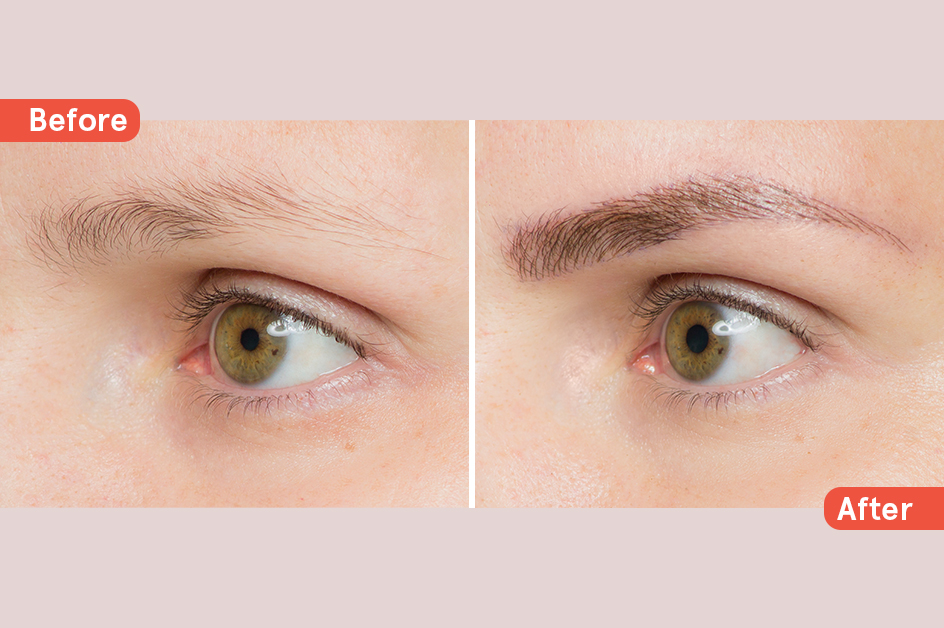 Antes y después del microblading de cejas